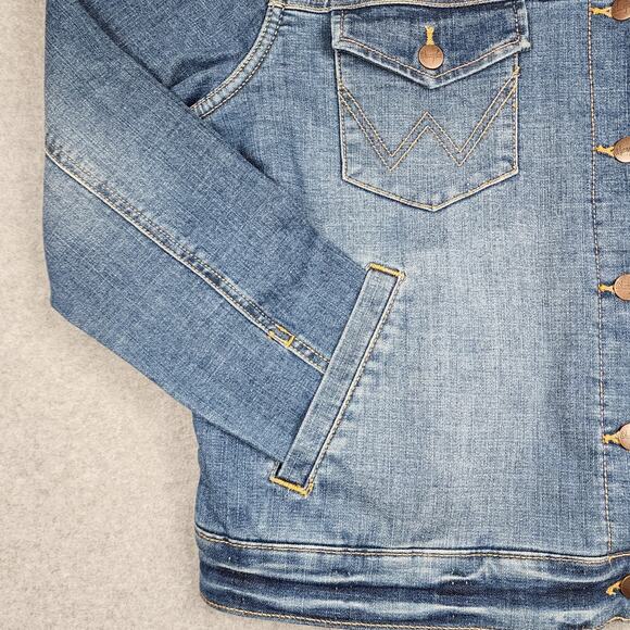 Wrangler Women's Retro Denim Jacket Sherpa Lined Western Large Excellent Cond. - Picture 2 of 13
